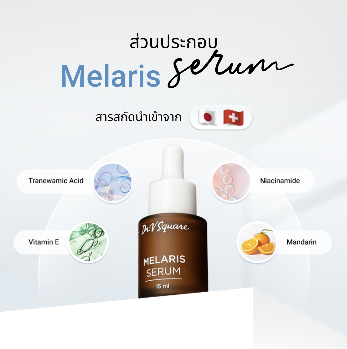 ส่วนประกอบ Melaris Serum ฟื้นฟูผิวหมองคล้ำในผู้ชาย