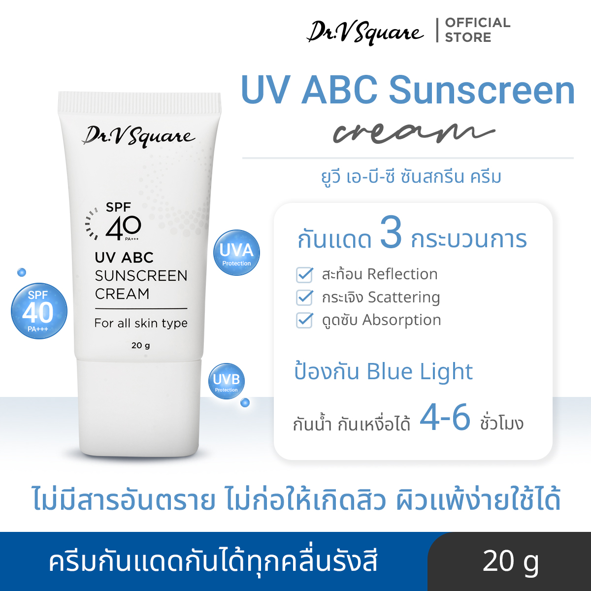 ลำดับการลงสกินแคร์ Dr. V Square UV ABC Sunscreen Cream